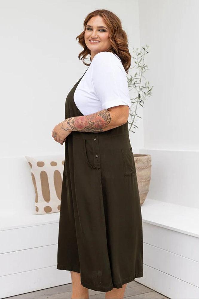 Freez Apron Dress Khaki From BoxHill