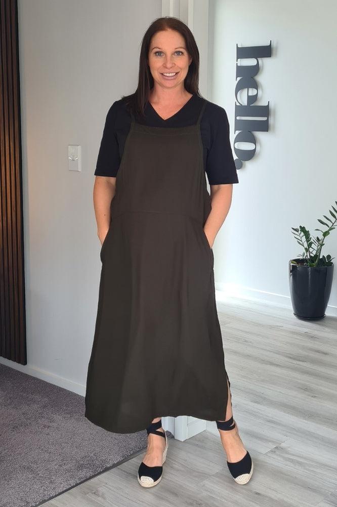Freez Apron Dress Khaki From BoxHill