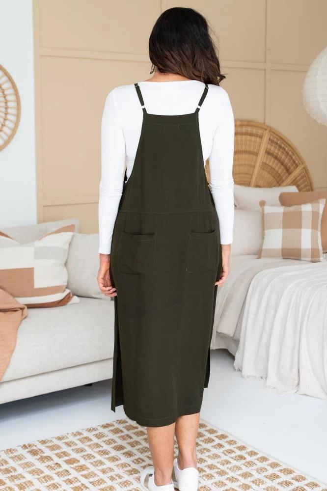 Freez Apron Dress Khaki From BoxHill