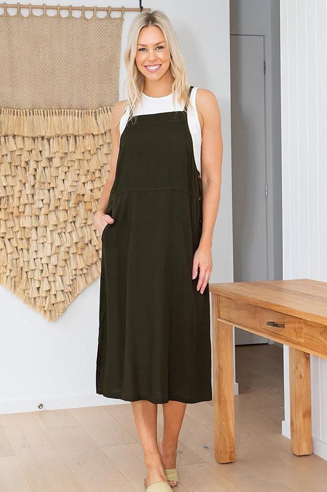 Freez Apron Dress Khaki From BoxHill