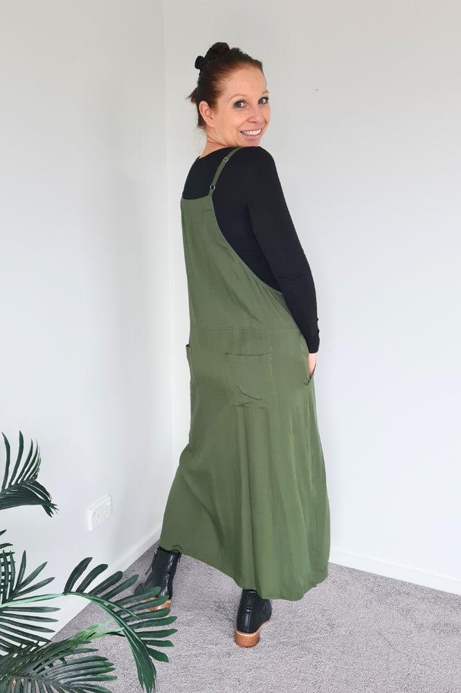 PRE-ORDER Freez Apron Dress Olive From BoxHill