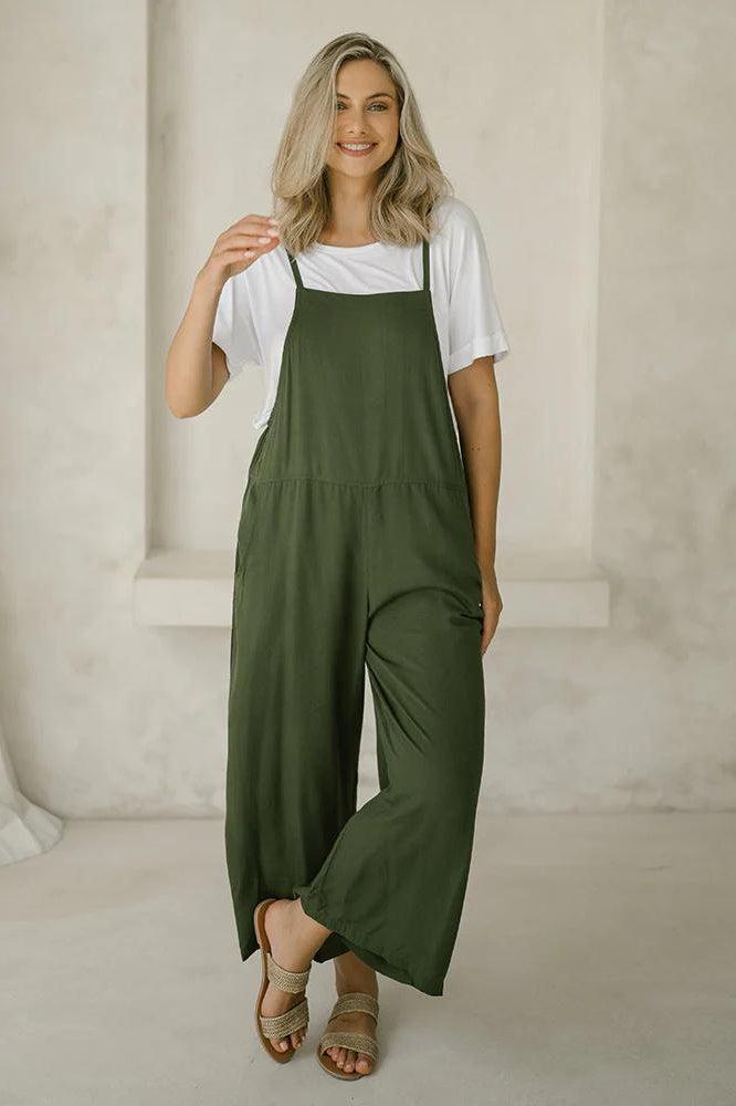 Freez Rayon Overalls Olive From BoxHill