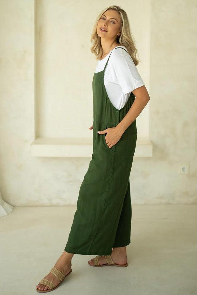 Freez Rayon Overalls Olive From BoxHill
