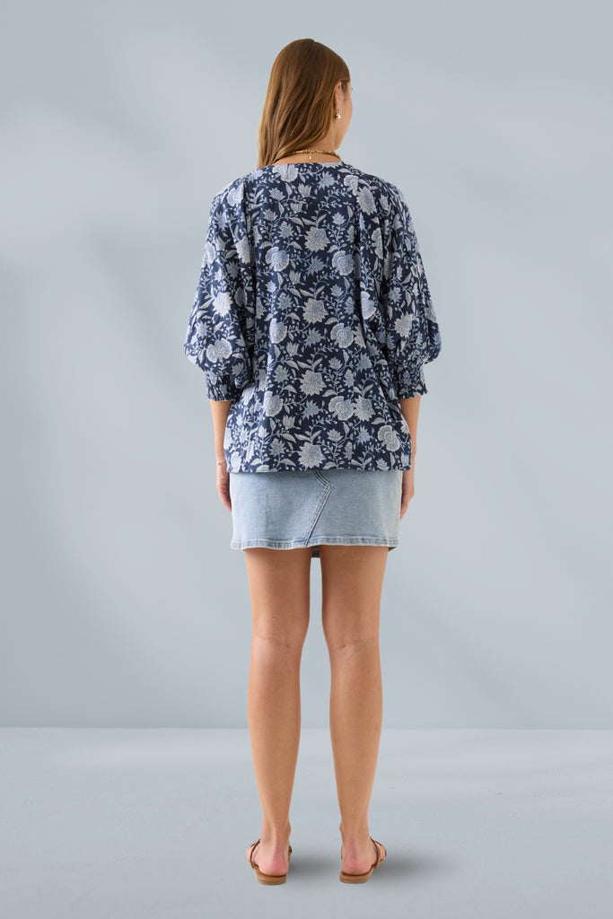 Isle of Mine Wilma Top Navy From BoxHill