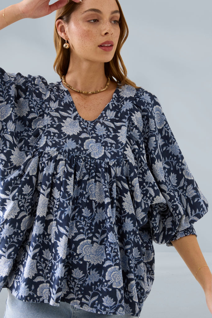 Isle of Mine Wilma Top Navy From BoxHill