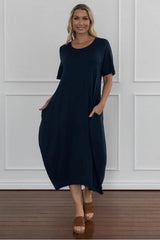 PRE-ORDER PQ Collection Short Sleeve Soho Dress Navy From BoxHill
