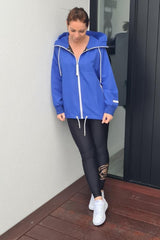 Rose Road Hardshell Jacket Electric Blue with Floating Roses Lining From BoxHill