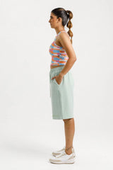 Rose Road Long Sweat Shorts Seafoam with Mirror Print From BoxHill