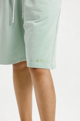 Rose Road Long Sweat Shorts Seafoam with Mirror Print From BoxHill