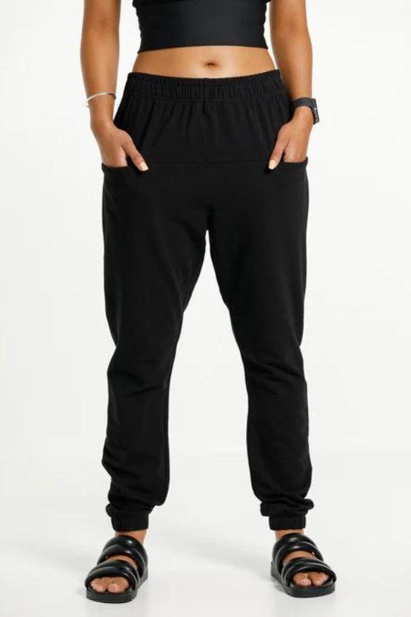 Rose Road Stadium Pants Black with Black Gloss Rose From BoxHill