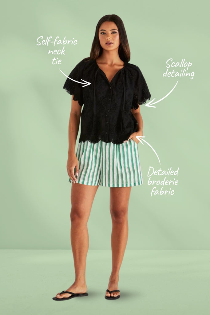 Sass Ani Blouse Black From BoxHill