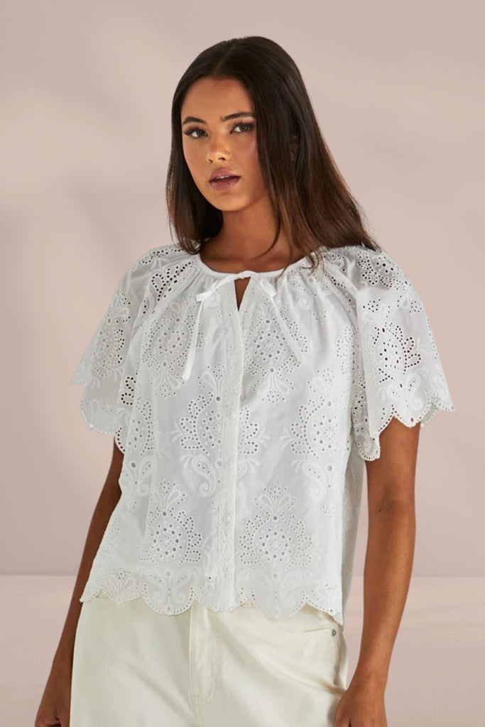 Sass Ani Blouse White From BoxHill