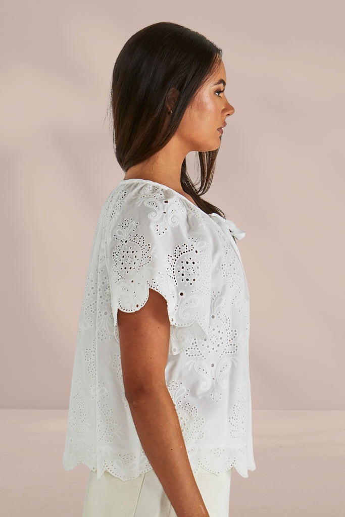 Sass Ani Blouse White From BoxHill