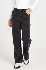 Sass Emerald High Waisted Wide Leg Jeans 82 Wash Black From BoxHill
