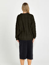 Sass Felicity Cable Knit Top Khaki From BoxHill