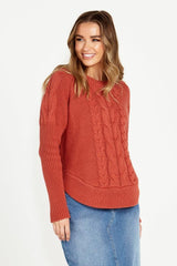 Sass Jacinta Cable Knit Jumper Rosewood From BoxHill