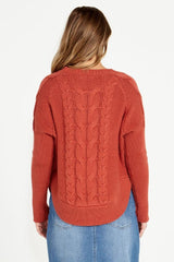 Sass Jacinta Cable Knit Jumper Rosewood From BoxHill