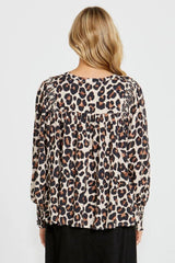 Sass Kylie Shirred Sleeve Top Animal From BoxHill