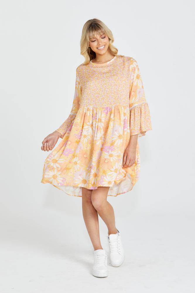 Sass Montana Bell Sleeve Mini Dress Mixed Floral From BoxHill