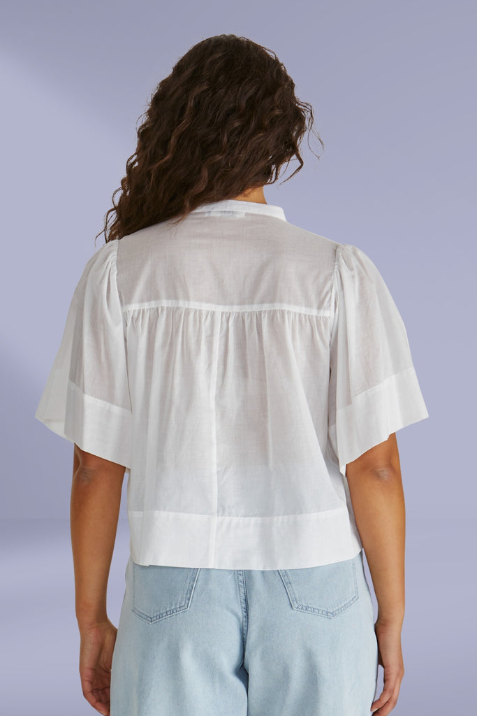 Sass Pammi Ruffle Yoke Blouse White From BoxHill