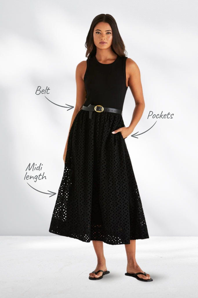 Sass Pattie Dress Black From BoxHill