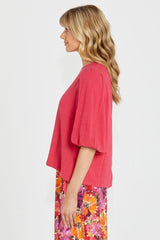 Sass Roxanne Balloon Sleeve Top Berry From BoxHill