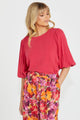 Sass Roxanne Balloon Sleeve Top Berry From BoxHill