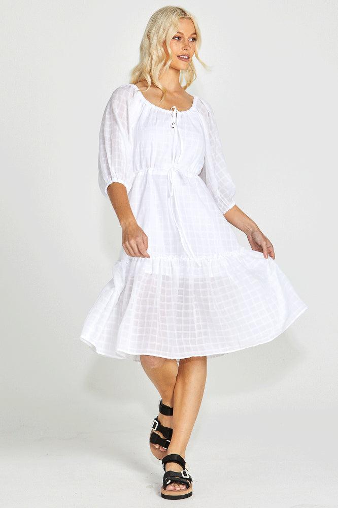 Sass Ruby Tiered Midi Dress White From BoxHill