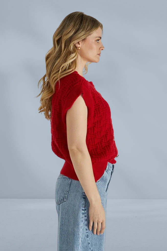 Sass Zadie Vest Poppy Red From BoxHill