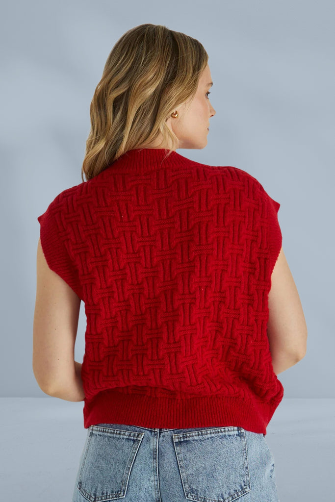 Sass Zadie Vest Poppy Red From BoxHill