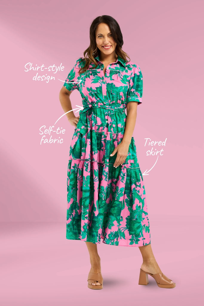 Seduce Elise Dress Pink Jungle From BoxHill
