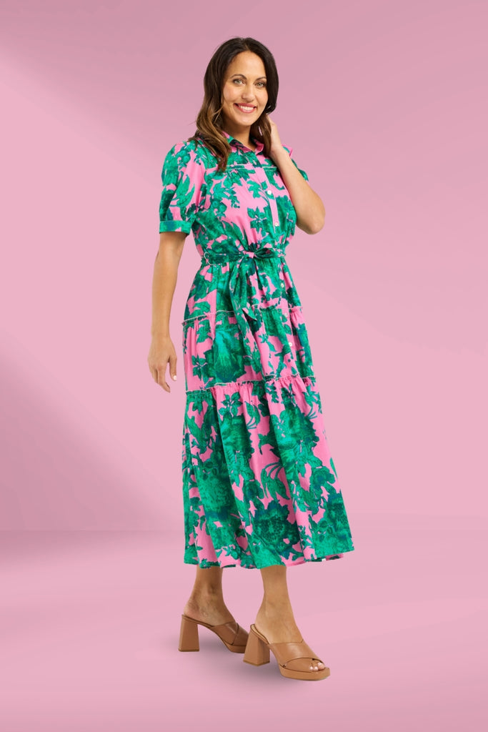 Seduce Elise Dress Pink Jungle From BoxHill