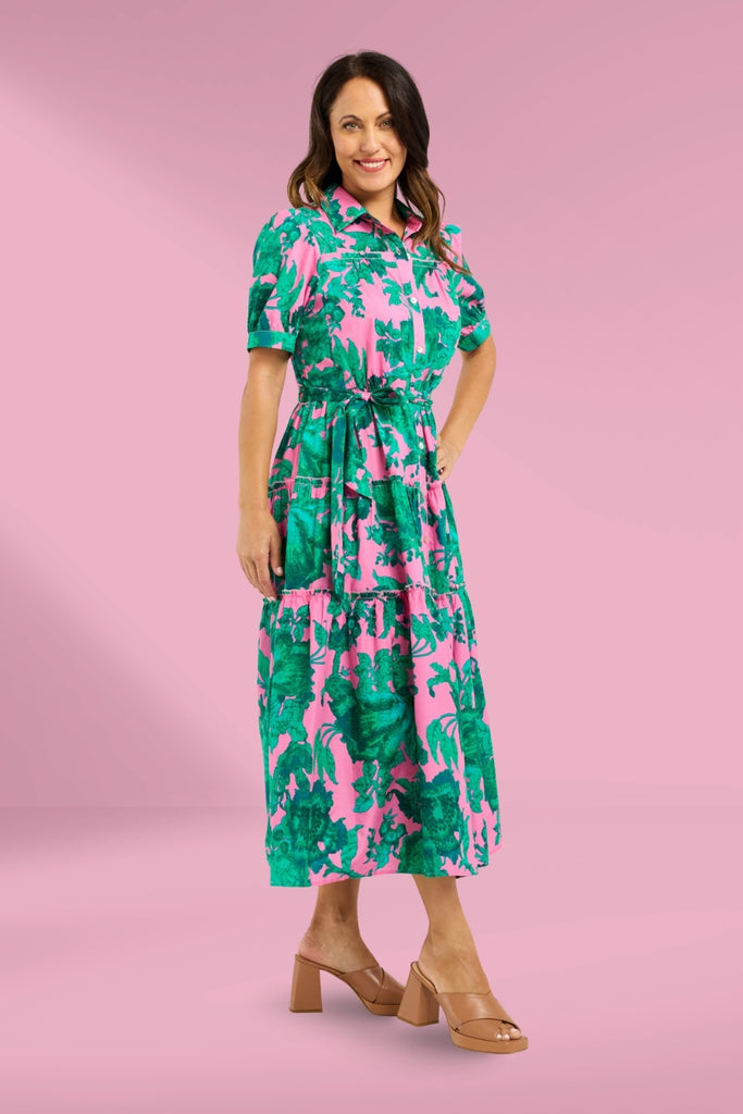 Seduce Elise Dress Pink Jungle From BoxHill