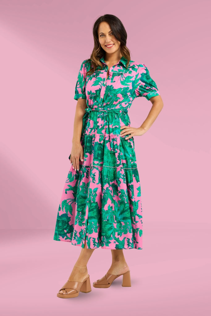 Seduce Elise Dress Pink Jungle From BoxHill