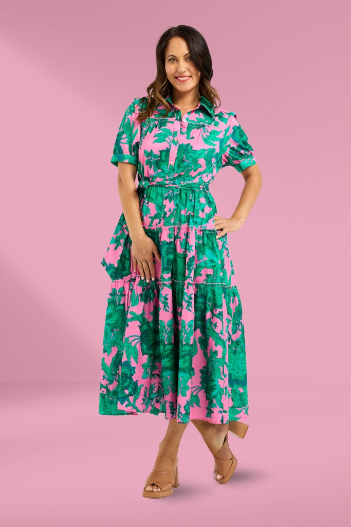 Seduce Elise Dress Pink Jungle From BoxHill