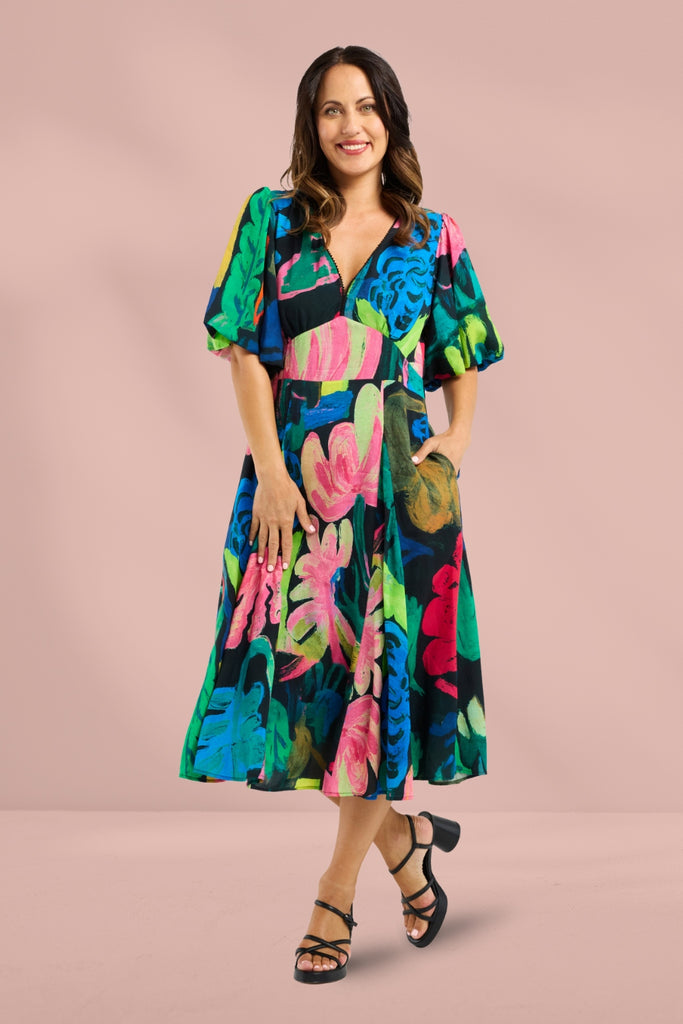 Seduce Olivia Dress Midnight Fern From BoxHill