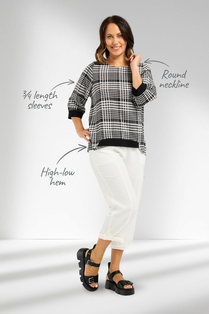 Seduce Taylor Top Black Check From BoxHill