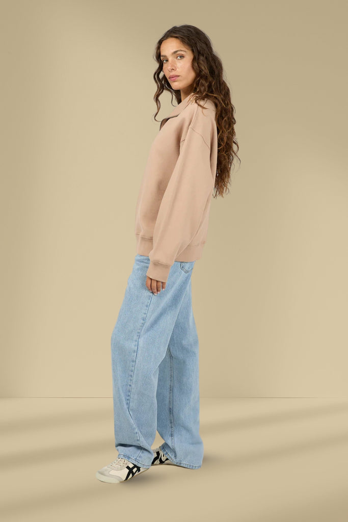 Silent Theory Silent Luxe 1/4 Zip Crew Taupe From BoxHill