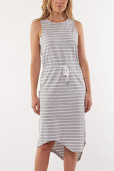 Silent Theory Waisted Midi Dress Grey White Stripe From BoxHill