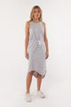 Silent Theory Waisted Midi Dress Grey White Stripe From BoxHill