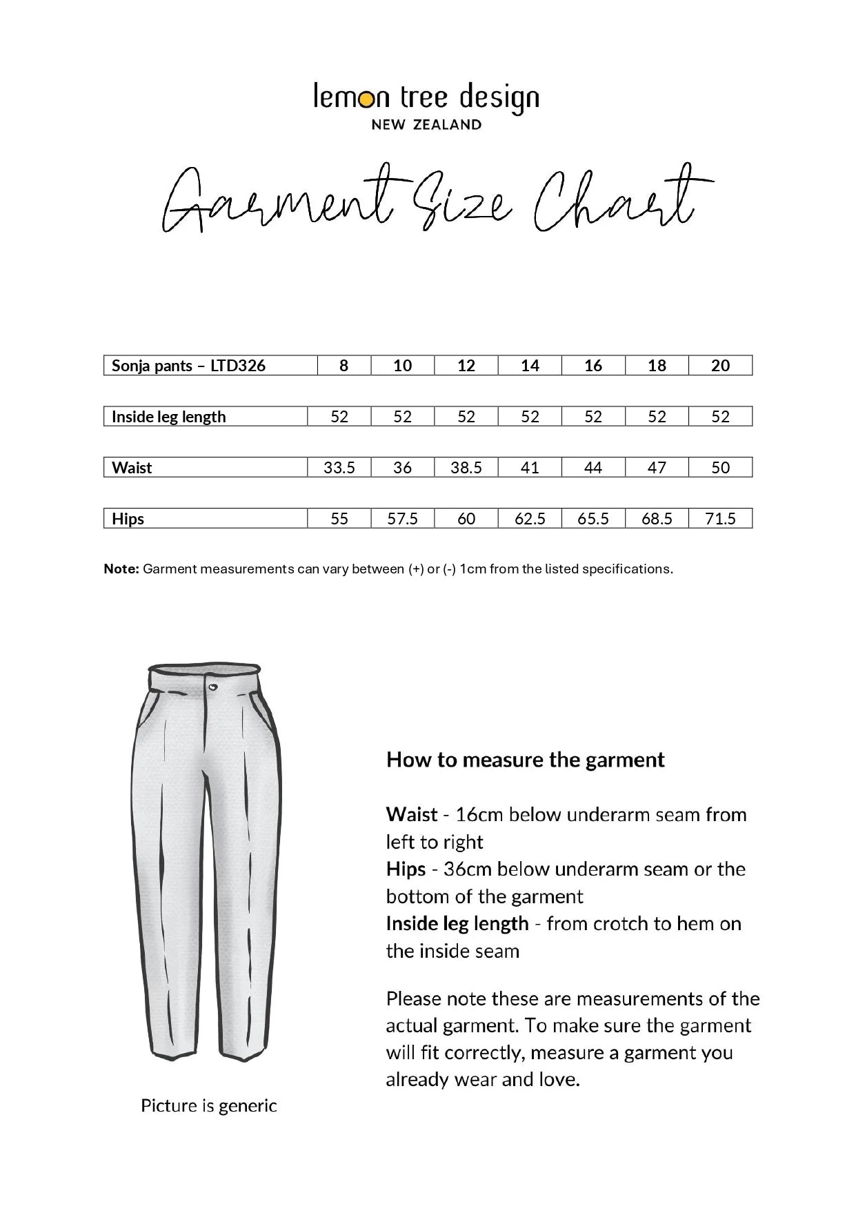 Size Chart for