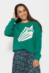 Stella + Gemma Girlfriend Sweater Emerald Shooting Star From BoxHill