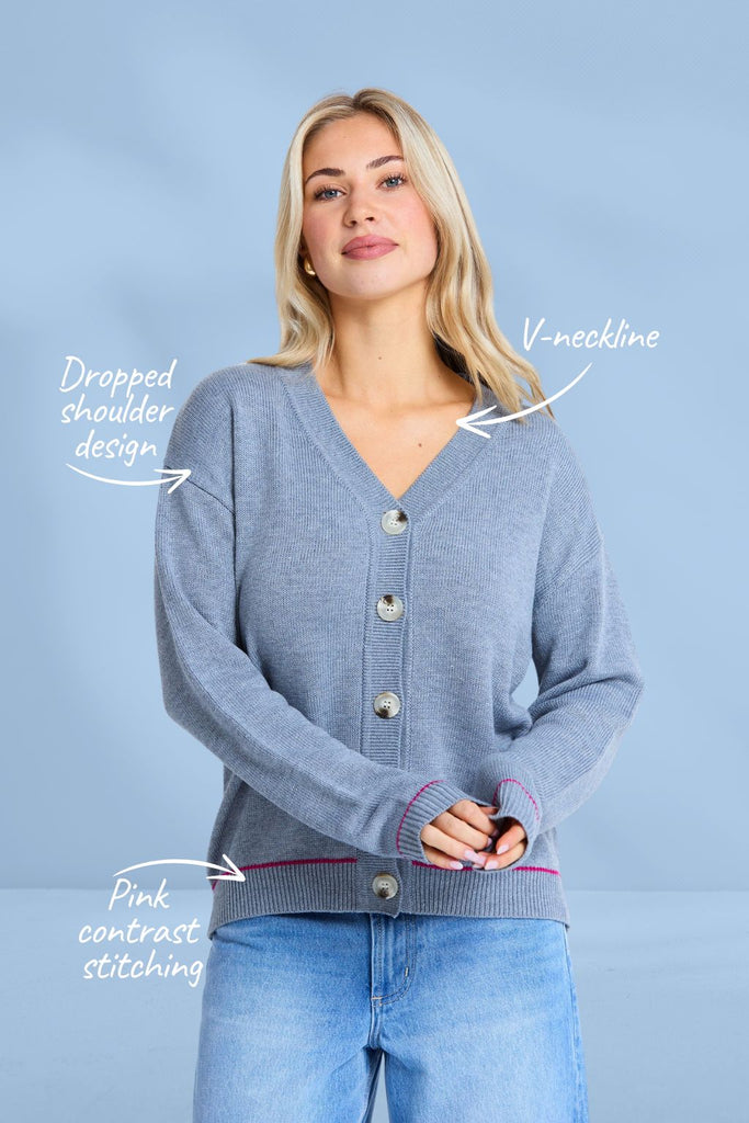 Stella and Gemma Academy Cardigan Grey Marle From BoxHill