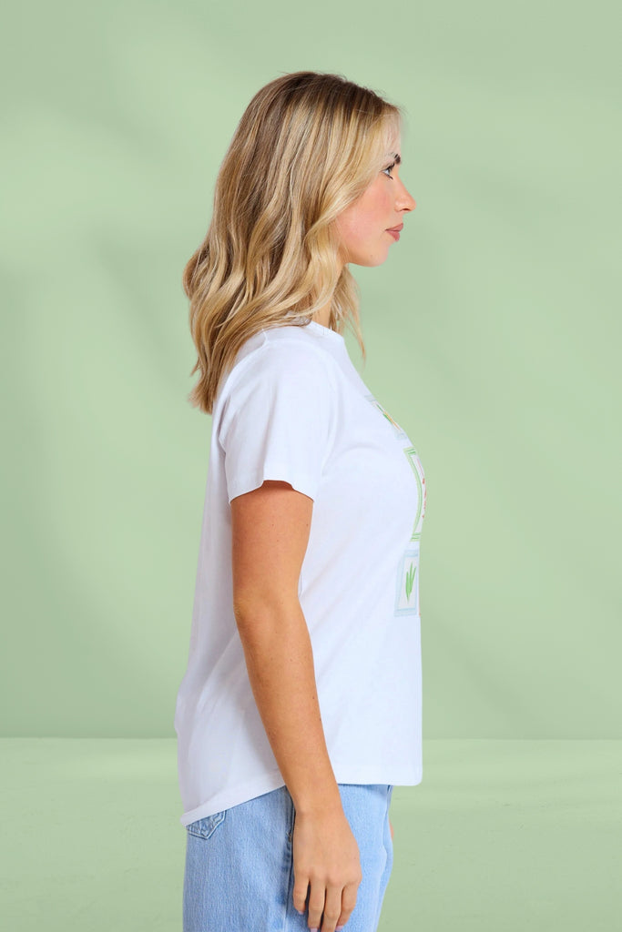 Stella and Gemma Ace Tee Postcards From Italy White From BoxHill