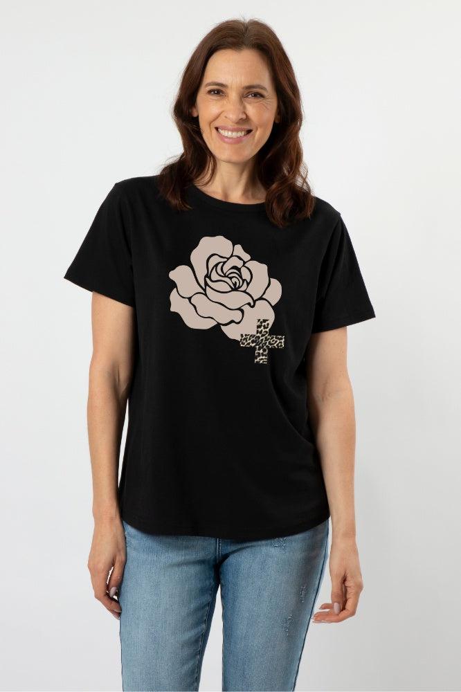 Stella and Gemma Blush Rose Ace Tee Black From BoxHill