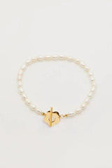 Stella and Gemma Bracelet Pearl With Fob Gold One Size White with Gold From BoxHill