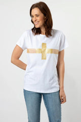 Stella and Gemma Bronze Safari Cross T-Shirt White From BoxHill