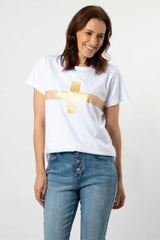 Stella and Gemma Bronze Safari Cross T-Shirt White From BoxHill