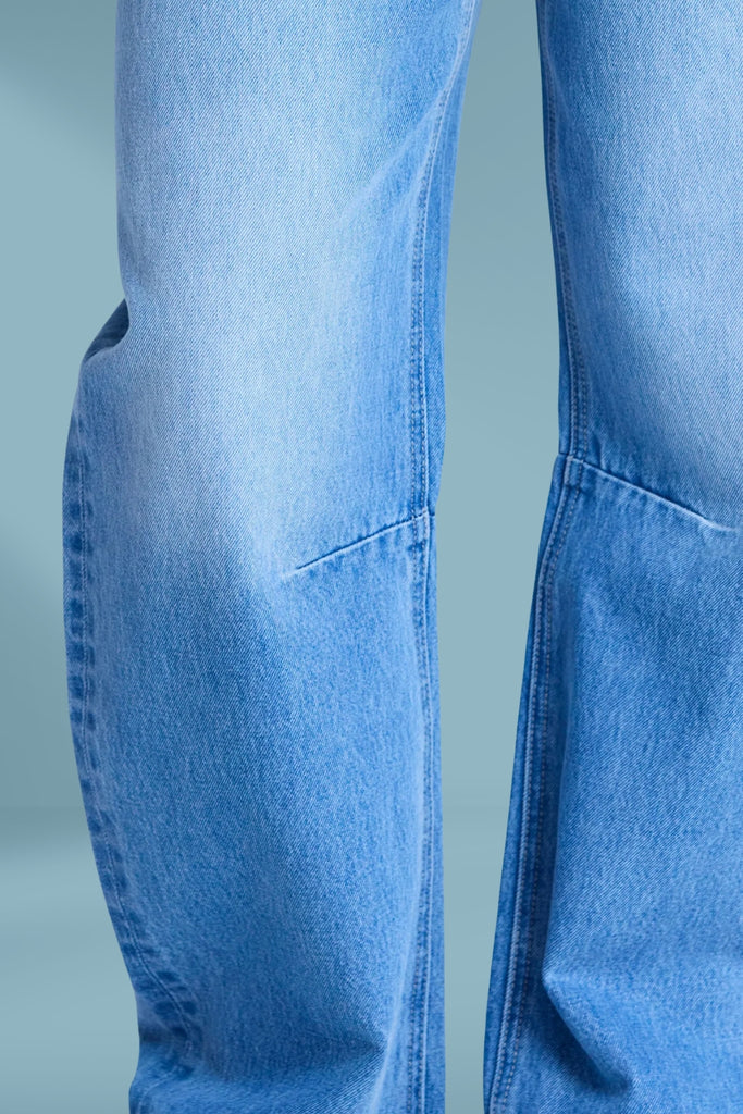 Stella and Gemma Carson Barrel Jeans Mid Blue Wash From BoxHill