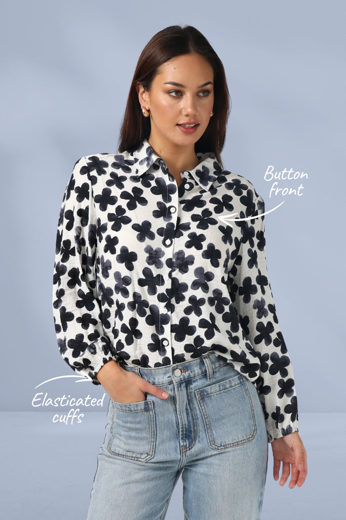 Stella and Gemma Charlotte Shirt Navy Flowers From BoxHill